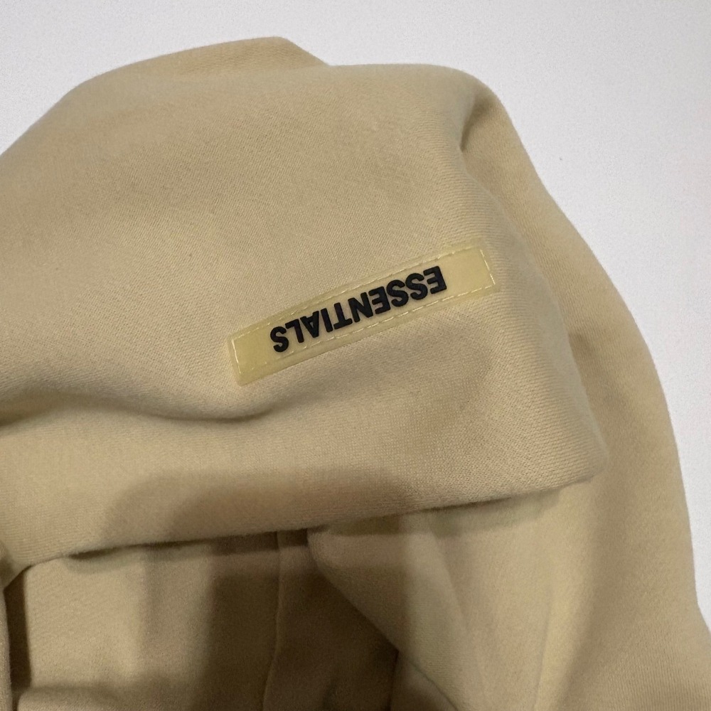 Fear of God Essentials Hoodie Beige Tan Logo Pullover Mens Size L Large - Picture 8 of 9